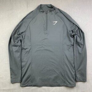 Gymshark Mens Sweater Large Gray 1/4 Zip Long Sleeve Pullover Gym Performance